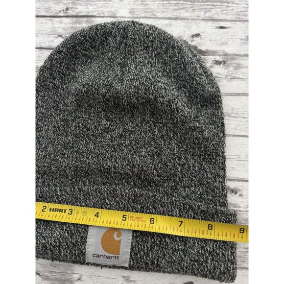 Carhartt Knit Hat Beanie One Size Gray Black Winter Logo - Picture 7 of 7